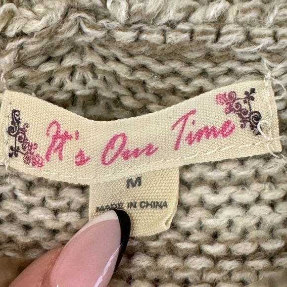 Its Our Time Beige Sleeveless Knit Front Open Women's Cardigan (Medium) - Picture 7 of 8